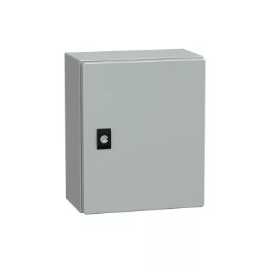 SCHNEIDER NSYCRN325150P Elosztószekrény teli ajtóval és szerelőlappal 300x250x150 Spacial acél Szürke (RAL 7035) IP66 porszórt