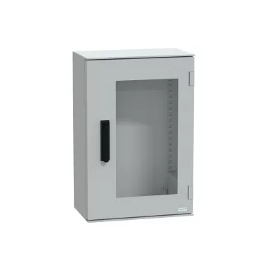 SCHNEIDER NSYPLM64TVG PLM műanyag szekrény 647x436x250 IP66 üvegajtós Thalassa Üvegszállal erősített poliészter, Ajtó: edzett üveg Szürke (RAL 7035) IP66