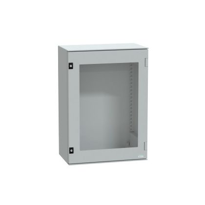   SCHNEIDER NSYPLM75TG Műanyag elosztószekrény átlátszó ajtóval 747x536x300 Thalassa Üvegszállal erősített poliészter, Ajtó: edzett üveg Szürke (RAL 7035) IP66