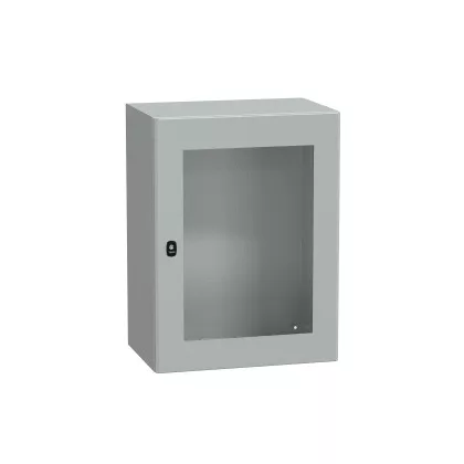   SCHNEIDER NSYS3D8640T S3D elosztószekrény H800xW600xD400 üveg ajtóval