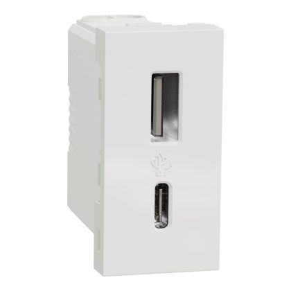 SCHNEIDER NU301618 NU Dupla USB töltő,A+C,1M,2.4A,fehér