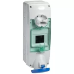   SCHNEIDER PKB63Q523 UNIKA Falra szerelhető, reteszelhető aljzat, 2P+F, 6h, 63A, 250V, IP65, DIN sínnel