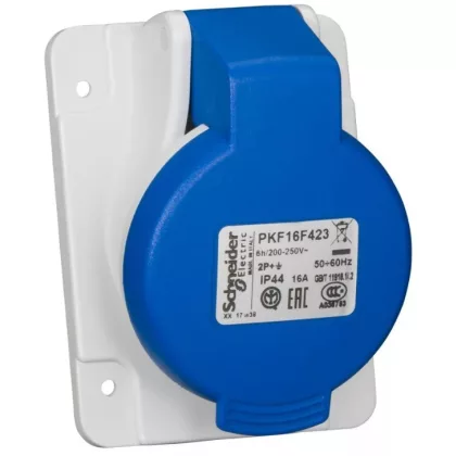   SCHNEIDER PKF16F423 PRATIKA Priză înclinată pe panou, 2P + F, 6h, 16A, 250V, IP44, șurub