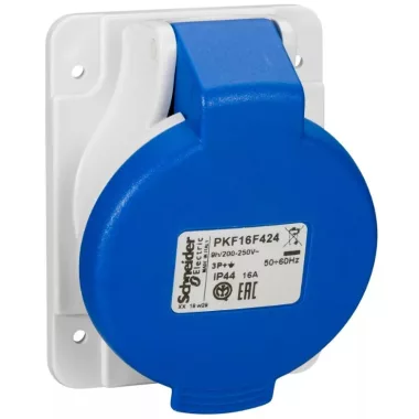 SCHNEIDER PKF16F424 PRATIKA Panelre szerelhető döntött aljzat, 3P+F, 9h, 16A, 250V, IP44, csavaros SCHNEIDER PKF16F424 PRATIKA Panelre szerelhető döntött aljzat, 3P+F, 9h, 16A, 250V, IP44, csavaros