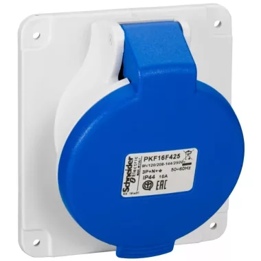 SCHNEIDER PKF16F425 PRATIKA Panelre szerelhető döntött aljzat, 3P+N+F, 9h, 16A, 250V, IP44, csavaros SCHNEIDER PKF16F425 PRATIKA Panelre szerelhető döntött aljzat, 3P+N+F, 9h, 16A, 250V, IP44, csavaros