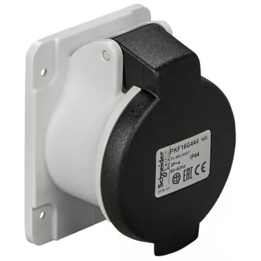 SCHNEIDER PKF16G444 PRATIKA Panelre szerelhető egyenes aljzat, 3P+F, 7h, 16A, 500V, IP44, csavaros SCHNEIDER PKF16G444 PRATIKA Panelre szerelhető egyenes aljzat, 3P+F, 7h, 16A, 500V, IP44, csavaros