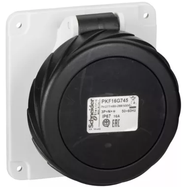SCHNEIDER PKF32F413 PRATIKA Panelre szerelhető döntött aljzat, 2P+F, 4h, 32A, 130V, IP44, csavaros SCHNEIDER PKF32F413 PRATIKA Panelre szerelhető döntött aljzat, 2P+F, 4h, 32A, 130V, IP44, csavaros