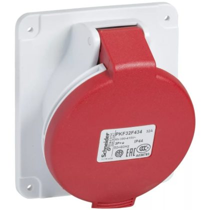 SCHNEIDER PKF32F435 PRATIKA Panelre szerelhető döntött aljzat, 3P+N+F, 6h, 32A, 415V, IP44, csavaros