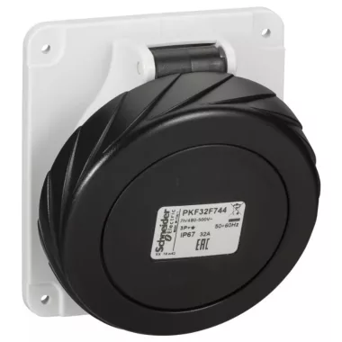 SCHNEIDER PKF32F744 PRATIKA Panelre szerelhető döntött aljzat, 3P+F, 7h, 32A, 500V, IP67, csavaros
