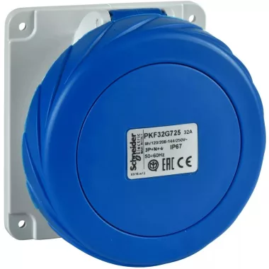 SCHNEIDER PKF32G725 PRATIKA Panelre szerelhető egyenes aljzat, 3P+N+F, 9h, 32A, 250V, IP67, csavaros SCHNEIDER PKF32G725 PRATIKA Panelre szerelhető egyenes aljzat, 3P+N+F, 9h, 32A, 250V, IP67, csavaros