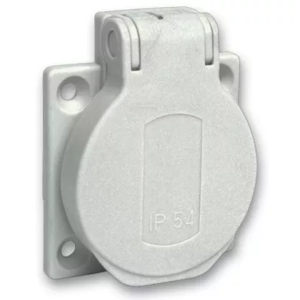   SCHNEIDER PKN51G PRATIKA Háztartási aljzat, 2P+F, 50x50, hátsó meghúzással, szürke, IP54, francia