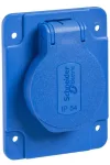 SCHNEIDER PKN61B PRATIKA Háztartási aljzat, 2P+F, 65x85, hátsó meghúzással, kék, IP54, francia