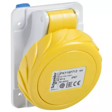 SCHNEIDER PKY16F715 PRATIKA Panelre szerelhető döntött aljzat, 3P+N+F, 4h, 16A, 130V, IP67, gyorscsatlakozás SCHNEIDER PKY16F715 PRATIKA Panelre szerelhető döntött aljzat, 3P+N+F, 4h, 16A, 130V, IP67, gyorscsatlakozás
