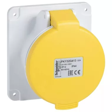 SCHNEIDER PKY16G413 PRATIKA Panelre szerelhető egyenes aljzat, 2P+F, 4h, 16A, 130V, IP44, gyorscsatlakozás SCHNEIDER PKY16G413 PRATIKA Panelre szerelhető egyenes aljzat, 2P+F, 4h, 16A, 130V, IP44, gyorscsatlakozás