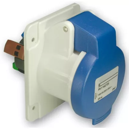   SCHNEIDER PKY16G423 PRATIKA Panelre szerelhető egyenes aljzat, 2P+F, 6h, 16A, 250V, IP44, gyorscsatlakozás