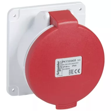 SCHNEIDER PKY32G434 PRATIKA Panelre szerelhető egyenes aljzat, 3P+F, 6h, 32A, 415V, IP44, gyorscsatlakozás SCHNEIDER PKY32G434 PRATIKA Panelre szerelhető egyenes aljzat, 3P+F, 6h, 32A, 415V, IP44, gyorscsatlakozás