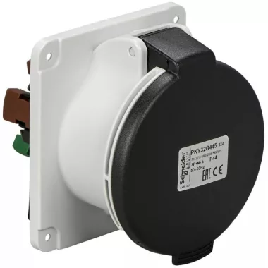 SCHNEIDER PKY32G445 PRATIKA Panelre szerelhető egyenes aljzat, 3P+N+F, 7h, 32A, 500V, IP44, gyorscsatlakozás SCHNEIDER PKY32G445 PRATIKA Panelre szerelhető egyenes aljzat, 3P+N+F, 7h, 32A, 500V, IP44, gyorscsatlakozás