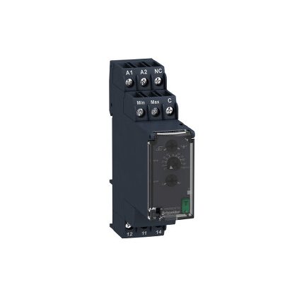   SCHNEIDER RM22LG11MR Zelio Control folyadékszint-figyelő relé, 1CO, 8A, 24…240 VAC/DC, mérési tart.:5…100kOhm, ki- és bekapcsolás késlelt.