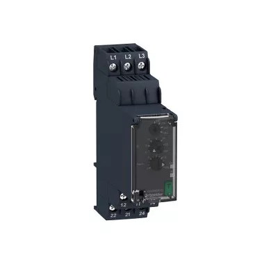 SCHNEIDER RM22TA31 Zelio Control háromfázisú fázisfigyelő relé, kikapcsolás késleltetővel, 2CO, 8A, 200…240 VAC SCHNEIDER RM22TA31 Zelio Control háromfázisú fázisfigyelő relé, kikapcsolás késleltetővel, 2CO, 8A, 200…240 VAC
