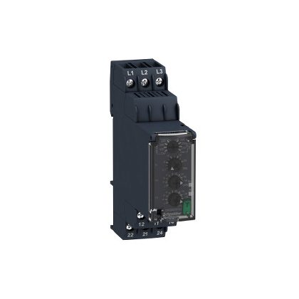   SCHNEIDER RM22TR31 Zelio Control háromfázisú fázis- és feszültségfigyelő relé, be- és kikapcsolás késleltetővel, 2CO, 8A, 200…240 VAC