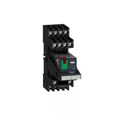 SCHNEIDER RXM2AB2B7PVM Zelio RXM miniatűr relé foglalattal, 2CO, 12A, 24 VAC, tesztgomb, LED, vegyes elrendezésű