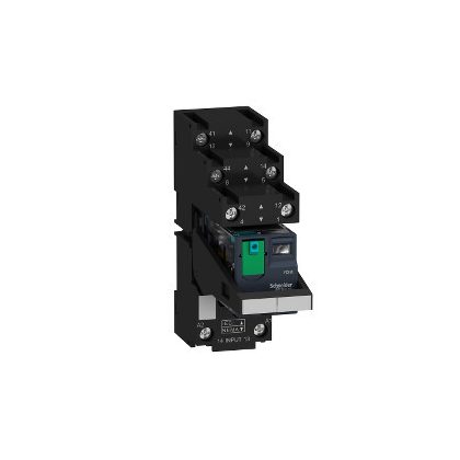   SCHNEIDER RXM2AB2BDPVS Zelio RXM miniatűr relé, 2CO, 12A, 24VDC, tesztgomb, LED, elválasztott elrendezésű