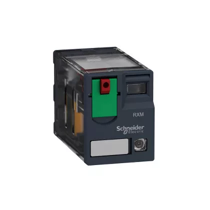 SCHNEIDER RXM2AB2F7 Zelio RXM miniatűr relé, 2CO, 12A, 120 VAC, tesztgomb, LED