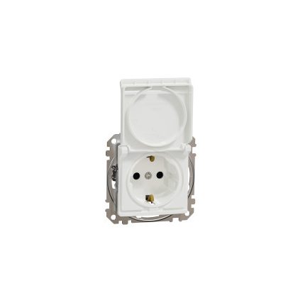   SCHNEIDER SDD111024 NEW SEDNA 2P + F socket with safety shutter, flap, spring-loaded connection, 16A, white