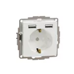 SCHNEIDER SDD111052 ÚJ SEDNA 2P+F dugalj csatlakozóaljzat, BZS, kettős USB töltővel, rugós, 16A/2.4A, fehér