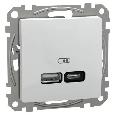 SCHNEIDER SDD111405 SEDNA Dupla USB töltő, A+C, 21W, fehér