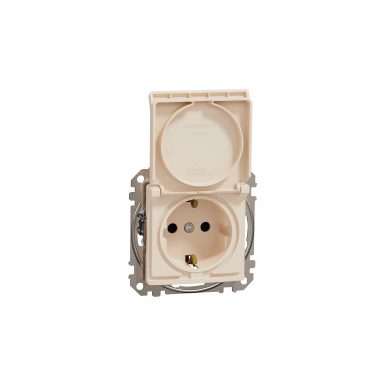 SCHNEIDER SDD112023 NEW SEDNA 2P + F socket with safety shutter, flap, screw connection, 16A, beige