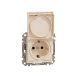   SCHNEIDER SDD112024 NEW SEDNA 2P + F socket with safety shutter, flap, spring-loaded connection, 16A, beige