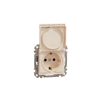 SCHNEIDER SDD112024 NEW SEDNA 2P + F socket with safety shutter, flap, spring-loaded connection, 16A, beige