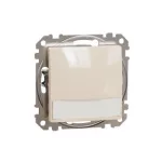 SCHNEIDER SDD112143L ÚJ SEDNA Egypólusú nyomó, kék jelzőfénnyel, cimketartóval, rugós bekötés, 12V, bézs