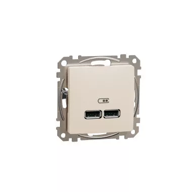SCHNEIDER SDD112401 ÚJ SEDNA Dupla USB töltő, A+A, 2.1A, bézs