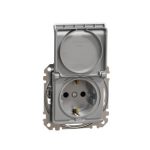   SCHNEIDER SDD113024 NEW SEDNA 2P + F socket with safety shutter, flap, spring-loaded connection, 16A, aluminum