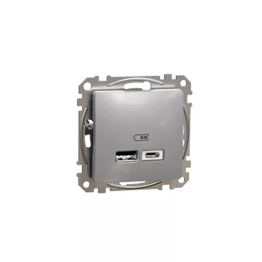 SCHNEIDER SDD113402 ÚJ SEDNA Dupla USB töltő, A+C, 2.4A, alumínium