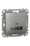 SCHNEIDER SDD113405 SEDNA Dupla USB töltő, A+C, 21W, alumínium