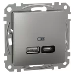 SCHNEIDER SDD113405 SEDNA Dupla USB töltő, A+C, 21W, alumínium