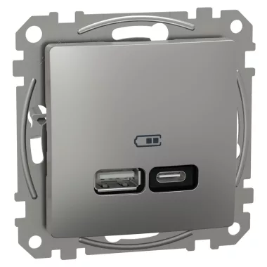 SCHNEIDER SDD113405 SEDNA Dupla USB töltő, A+C, 21W, alumínium