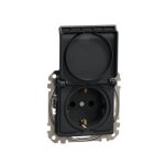   SCHNEIDER SDD114023 ÚJ SEDNA 2P+F dugalj csatlakozóaljzat biztonsági zsaluval, csapófedeles, csavaros bekötés, 16A, antracit