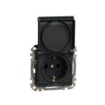   SCHNEIDER SDD114024 ÚJ SEDNA 2P+F dugalj csatlakozóaljzat biztonsági zsaluval, csapófedeles, rugós bekötés, 16A, antracit