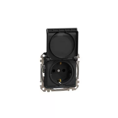 SCHNEIDER SDD114024 NEW SEDNA 2P + F socket with safety shutter, flap, spring-loaded connection, 16A, anthracite