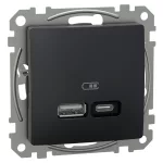 SCHNEIDER SDD114405 SEDNA Dupla USB töltő, A+C, 21W, antracit