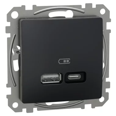 SCHNEIDER SDD114405 SEDNA Dupla USB töltő, A+C, 21W, antracit
