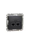 SCHNEIDER SDD114467 ÚJ SEDNA 2xRJ45 Cat6A UTP aljzat, antracit