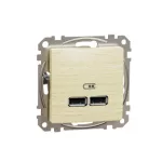   SCHNEIDER SDD180401 ÚJ SEDNA Dupla USB töltő, A+A, 2.1A, nyír