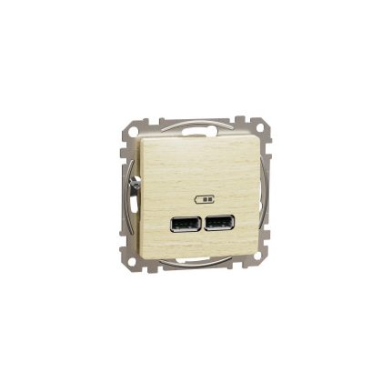   SCHNEIDER SDD180401 ÚJ SEDNA Dupla USB töltő, A+A, 2.1A, nyír