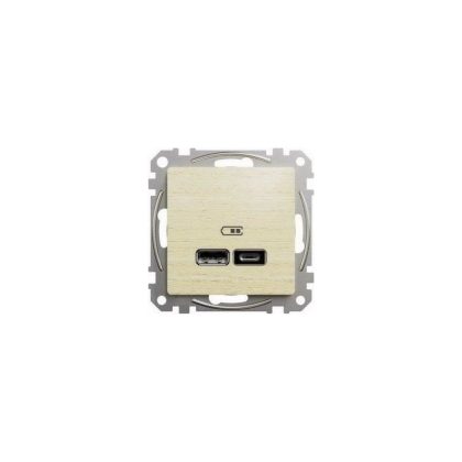   SCHNEIDER SDD180402 ÚJ SEDNA Dupla USB töltő, A+C, 2.4A, nyír
