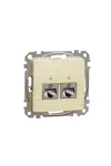 SCHNEIDER SDD180467S ÚJ SEDNA 2xRJ45 Cat6A STP aljzat, nyír SCHNEIDER SDD180467S ÚJ SEDNA 2xRJ45 Cat6A STP aljzat, nyír